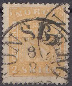 Norwegen Mi.Nr. 6 Freim. Wappen (2 Sk) gestempelt