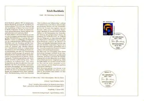 D,Bund Blatt 5/91 Erich Buchholz (Marke MiNr.1493)