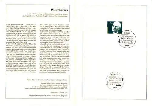 D,Bund Blatt 6/91 Walter Eucken (Marke MiNr.1494)