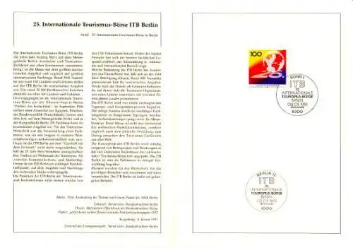 D,Bund Blatt 7/91 Int. Tourismusbörse ITB Berlin (Marke MiNr.1495)