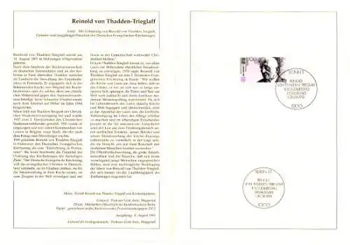 D,Bund Blatt 34/91 Reinold von Thadden-Trieglaff (Marke MiNr.1556)