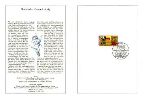 D,Bund Blatt 28/92 Botanischer Garten Leipzig (Marke MiNr.1622)