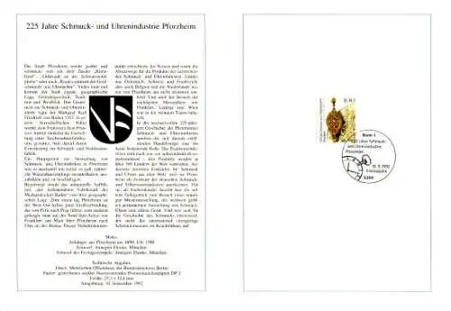 D,Bund Blatt 36/92 Schmuck- und Uhrenindustrie Pforzheim (Marke MiNr.1628)