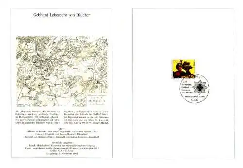 D,Bund Blatt 45/92 Gebhard Leber. Fürst Blücher von Wahlstatt (Marke MiNr.1641)
