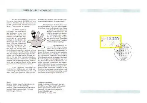 D,Bund Blatt 10/93 Neue Postleitzahlen (Marke MiNr.1659)