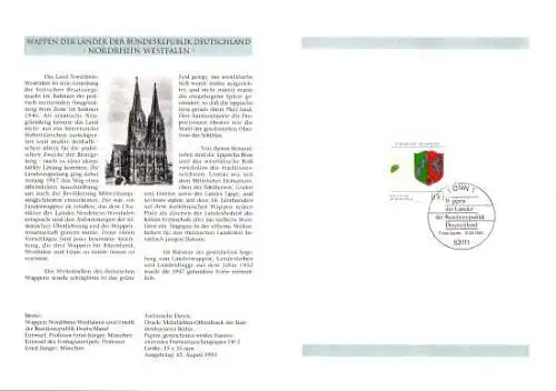 D,Bund Blatt 32/93 Wappen Nordrhein-Westfalen (Marke MiNr.1663)