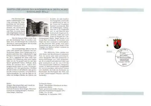 D,Bund Blatt 39/93 Wappen Rheinland-Pfalz (Marke MiNr.1664)