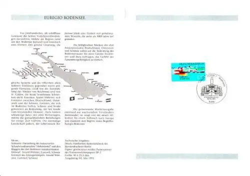 D,Bund Blatt 20/93 Euregio Bodensee, Schaufelraddampfer (Marke MiNr.1678)