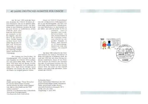 D,Bund Blatt 24/93 Dt. Komitee für UNICEF (Marke MiNr.1682)