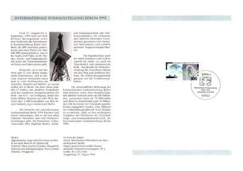 D,Bund Blatt 33/93 Int. Funkausstellung IFA Berlin (Marke MiNr.1690)