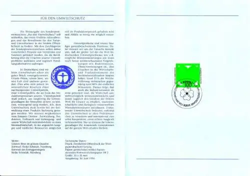 D,Bund Blatt 17/94 Umweltschutz, Grünes Herz (Marke MiNr.1737)