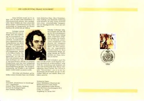 D,Bund Blatt 1/97 Franz Schubert (Marke MiNr.1895)