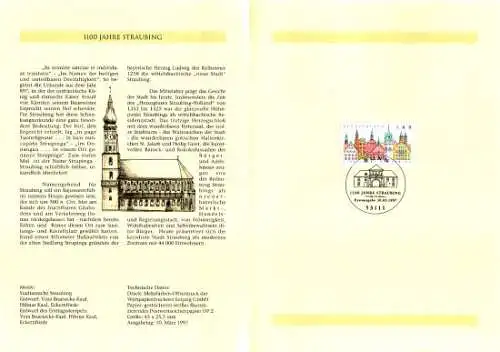 D,Bund Blatt 10/97 1100 Jahre Straubing (Marke MiNr.1910)