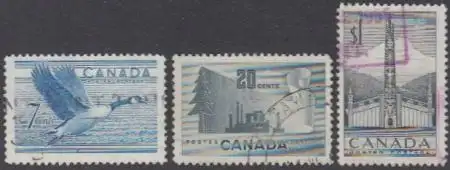 Kanada Mi.Nr. 274-76 Freim. Kanadagans, Papierherstellung, Totempfahl (3 Werte)