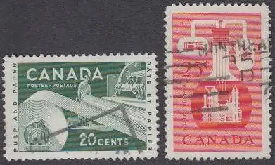 Kanada Mi.Nr. 309-10 Freim. Papierindustrie, Chemische Industrie (2 Werte)