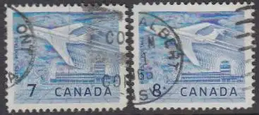 Kanada Mi.Nr. 358-59 Freim. Flughafen Ottawa, startendes Flugzeug (2 Werte)