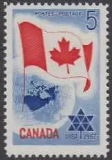 Kanada Mi.Nr. 397x 100Jahre Dominion of Canada, Erdkugel, Flagge (5)