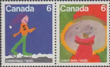 Kanada Mi.Nr. Zdr.610/611 Weihnachten, Schlittschuhläufer, Weihnachtsmann