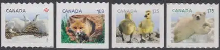 Kanada Mi.Nr. 2682-85 Jungtiere, Hase, Fuchs, Gans, Eisbär, skl. (4 Werte)