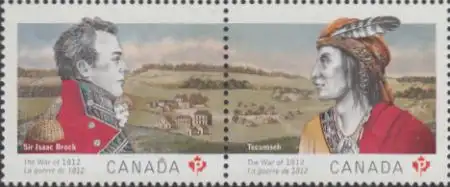 Kanada Mi.Nr. Zdr.2845-46 Krieg von 1812, Isaac Brock, Tecumseh