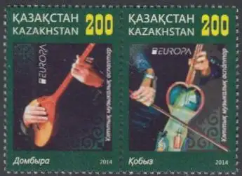 Kasachstan MiNr. Zdr.881+880 Europa 14, Volksmusikinstrumente Kobys u.Dombra