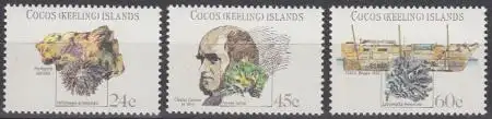Kokos-Inseln Mi.Nr. 78-80 100.Todestag Charles Darwin (3 Werte)