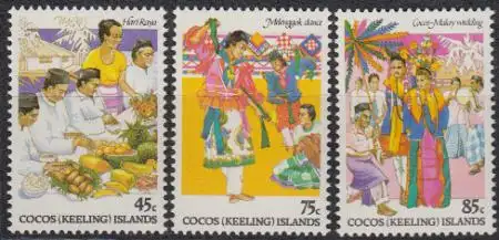Kokos-Inseln Mi.Nr. 112-14 Kokos-malaiische Kultur (3 Werte)