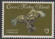 Kokos-Inseln Mi.Nr. 155 Freim. Muscheln+Schnecken, Harminoea cymballum (3)