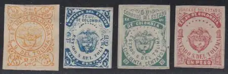 Kolumbien (Tolima) Mi.Nr. 3-6 Freim. Wappen und Kondor (4 Werte)