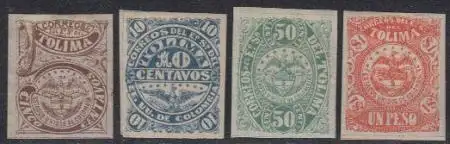 Kolumbien (Tolima) Mi.Nr. 7-10y Freim. Wappen (4 Werte)
