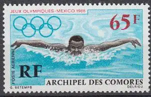 Komoren Mi.Nr. 93 Olympische Sommerspiele 1968 Mexiko, Schwimmen Butterfly (65)