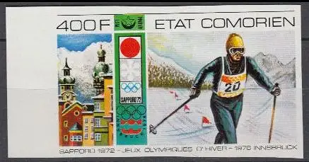 Komoren Mi.Nr. 271B Olympiade 1976 Innsbruck, Langlauf, ungez. (400)