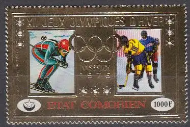 Komoren Mi.Nr. 273A Olympiade 1976 Innsbruck, Ski + Eishockey, gez. (1000)