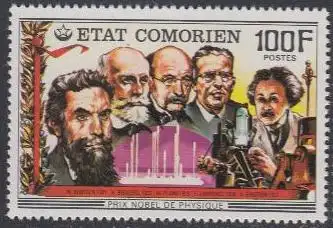 Komoren Mi.Nr. 349 75J.Nobelpreis, Physik, u.a. Röntgen, Einstein (100)