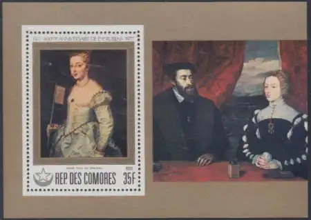 Komoren Mi.Nr. Block 161 Rubens, 400.Geb., Gemälde Junges Mädchen mit Fahne