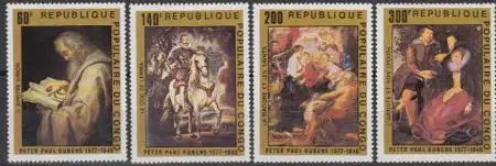 Kongo (Brazzaville) Mi.Nr. 606-09 400.Geb.Peter Paul Rubens, Gemälde (4 Werte)