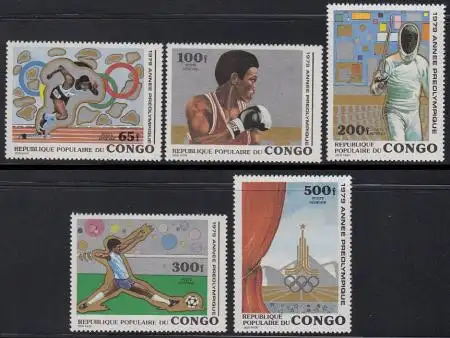 Kongo (Brazzaville) Mi.Nr. 707-11 Vorolympisches Jahr 1979 (5 W.)