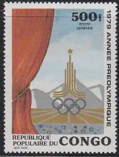 Kongo (Brazzaville) Mi.Nr. 711 Vorolympisches Jahr, Emblem Moskau (500)