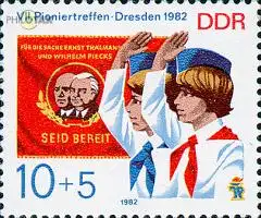 D,DDR Mi.Nr. 2724 Pioniertreffen Dresden, Pioniere, Fahne (10+5)