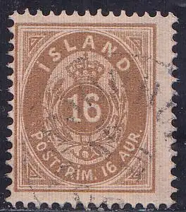 Island Mi.Nr. 9A Ziffer mit Krone im Oval, gestempelt 