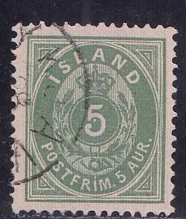 Island Mi.Nr. 13A Ziffer mit Krone im Oval