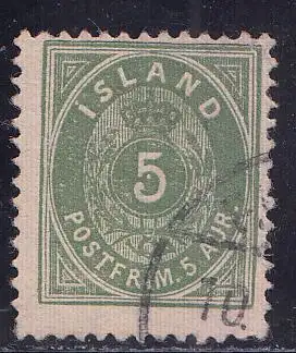 Island Mi.Nr. 13B Ziffer mit Krone im Oval