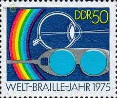 D,DDR Mi.Nr. 2092 Braille - Jahr, Blindenschrift, Auge + Schutzbrille (50)