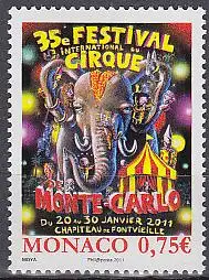 Monaco Mi.Nr. 3013 35. Int. Zirkusfestival in Monte Carlo, Elefant (0,75)