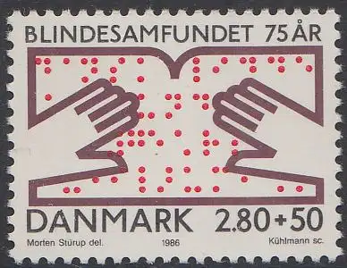 Dänemark Mi.Nr. 858, 75 J.Blindenbund, Buch mit Braille-Blindenschrift (2,80+50)