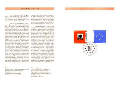 D,Bund Blatt 14/95 Europa, Frieden und Freiheit (Marken MiNr.1790-1791)
