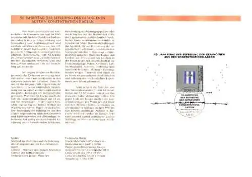 D,Bund Blatt 18/95 50. Jahrestag Befreiung aus den Konz.lagern (Block MiNr.32)