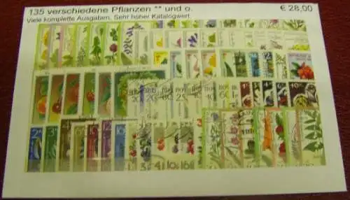Pflanzen, Paket mit 135 verschiedenen Briefmarken (siehe Abbildung)