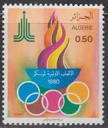 Algerien Mi.Nr. 753 Olymp. Sommerspiele Moskau, Olymp. Ringe + Feuer (0,50)