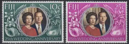 Fidschi-Inseln Mi.Nr. 299-300 Silberhochzeit englisches Königspaar (2 Werte)